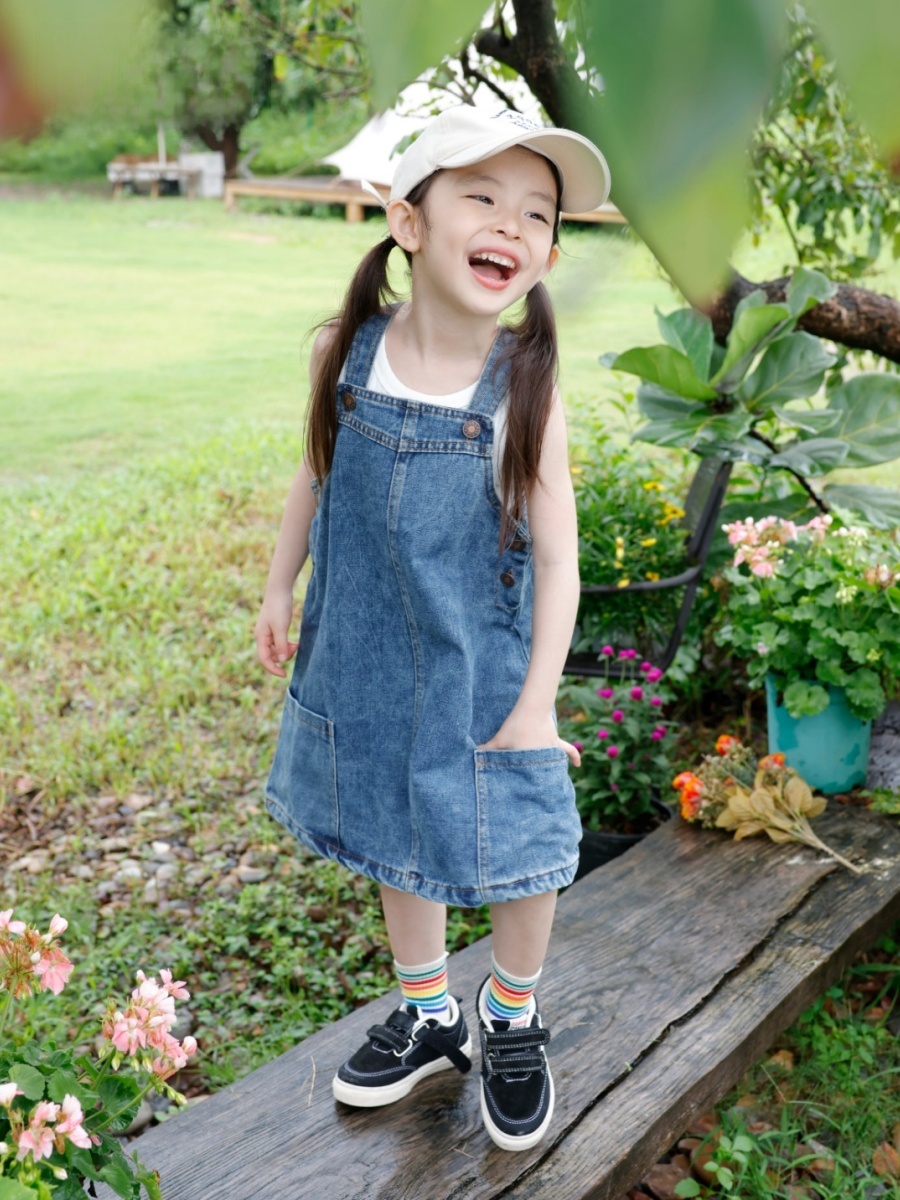 Kids Outdoor Overalls - Kızlar Açık Hava Kampı Kot Salopet