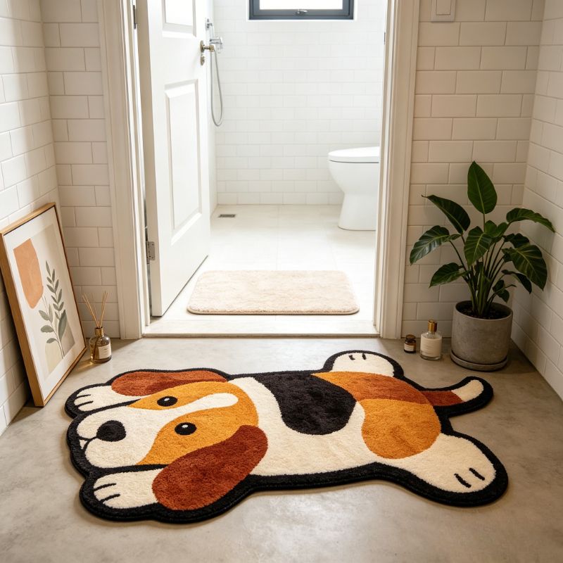 Kids Outdoor Flooring - VIKAMA Sevimli Köpek Şeklinde Halı, Flanel