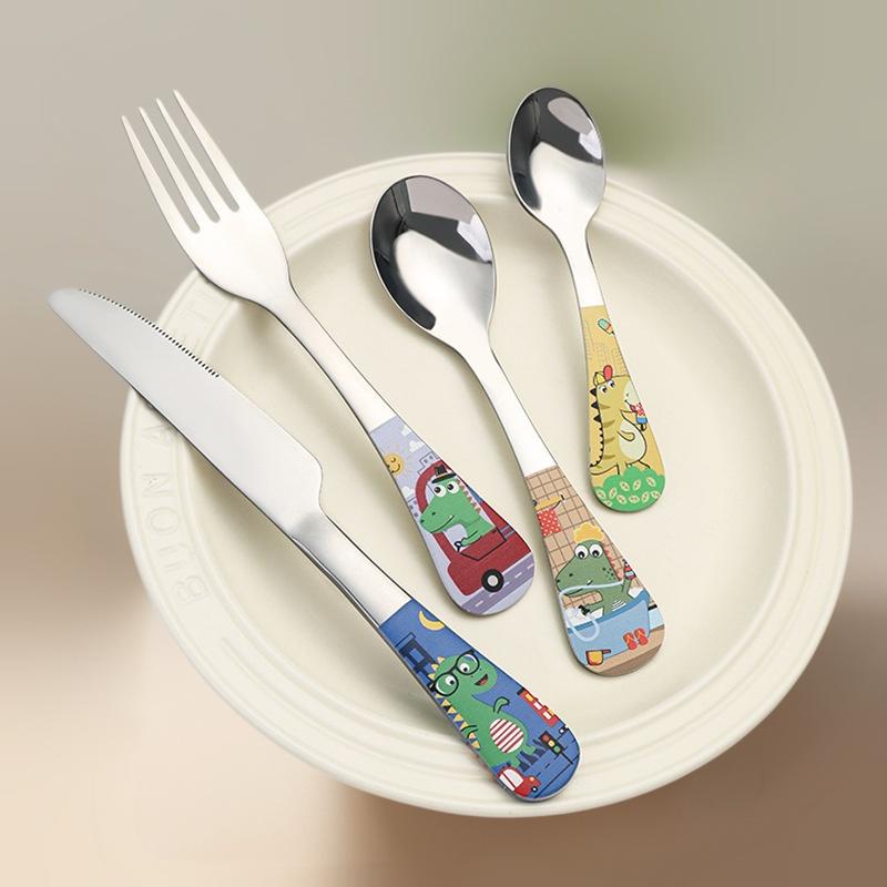 Kids Outdoor Dining Set - 1/4 adet hayvan karikatür sevimli çatal