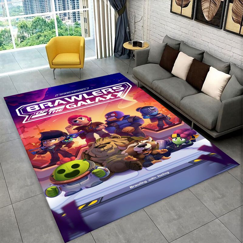 Kids Outdoor Flooring - Karikatür B-Brawl Oyunu Kaymaz Alan Halısı