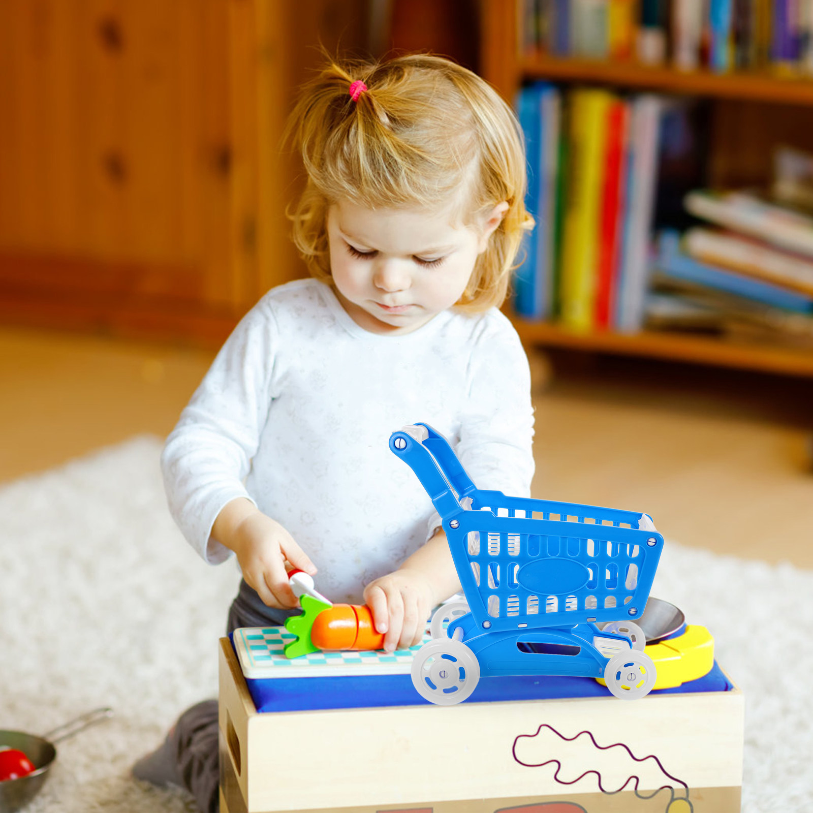 Kids Indoor Outdoor Cart - Çocuklar için Mini Mavi Alışveriş Arabası,