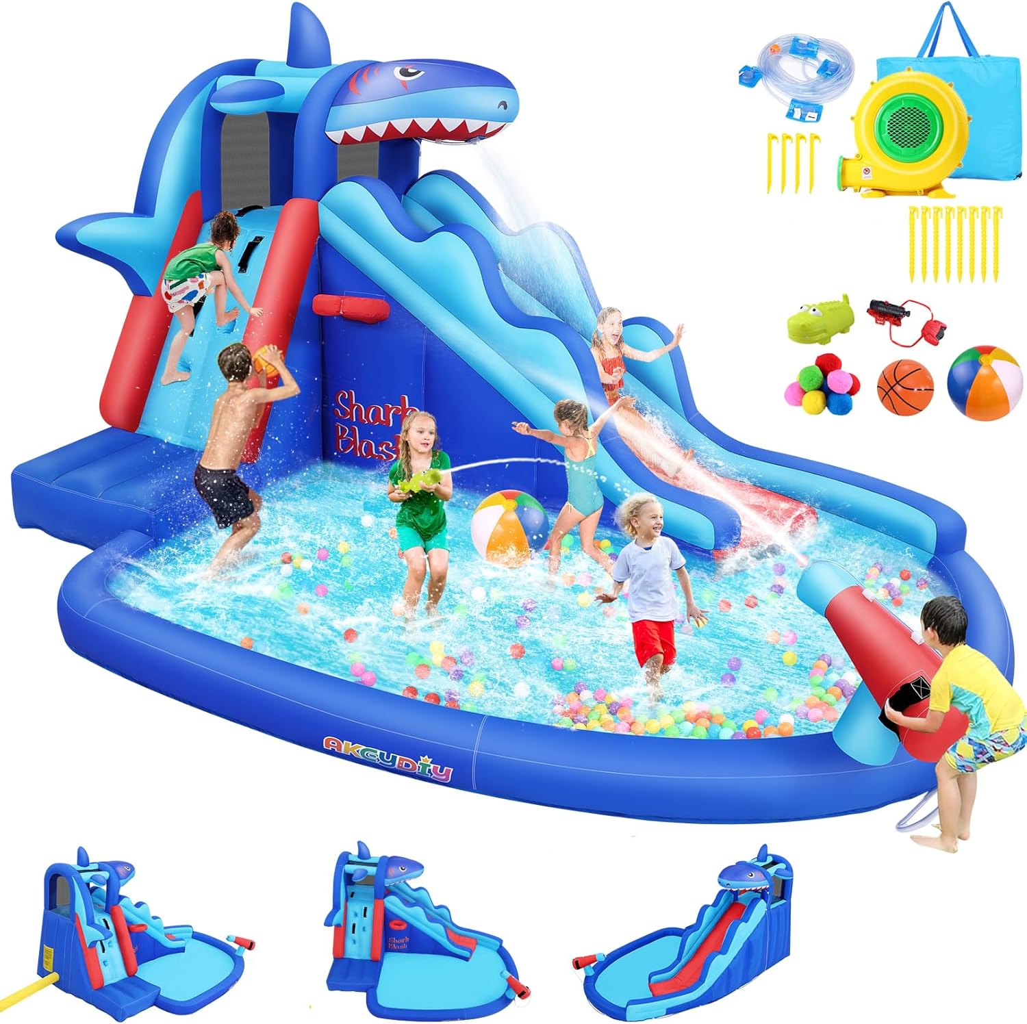 Kids Outdoor Park - Çocuklar İçin Köpekbalığı Temalı Şişme Su