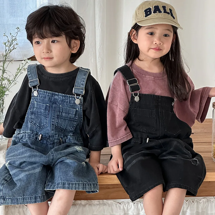Kids Outdoor Overalls - 2026 Yaz Unisex Çocuk Denim Tulumu