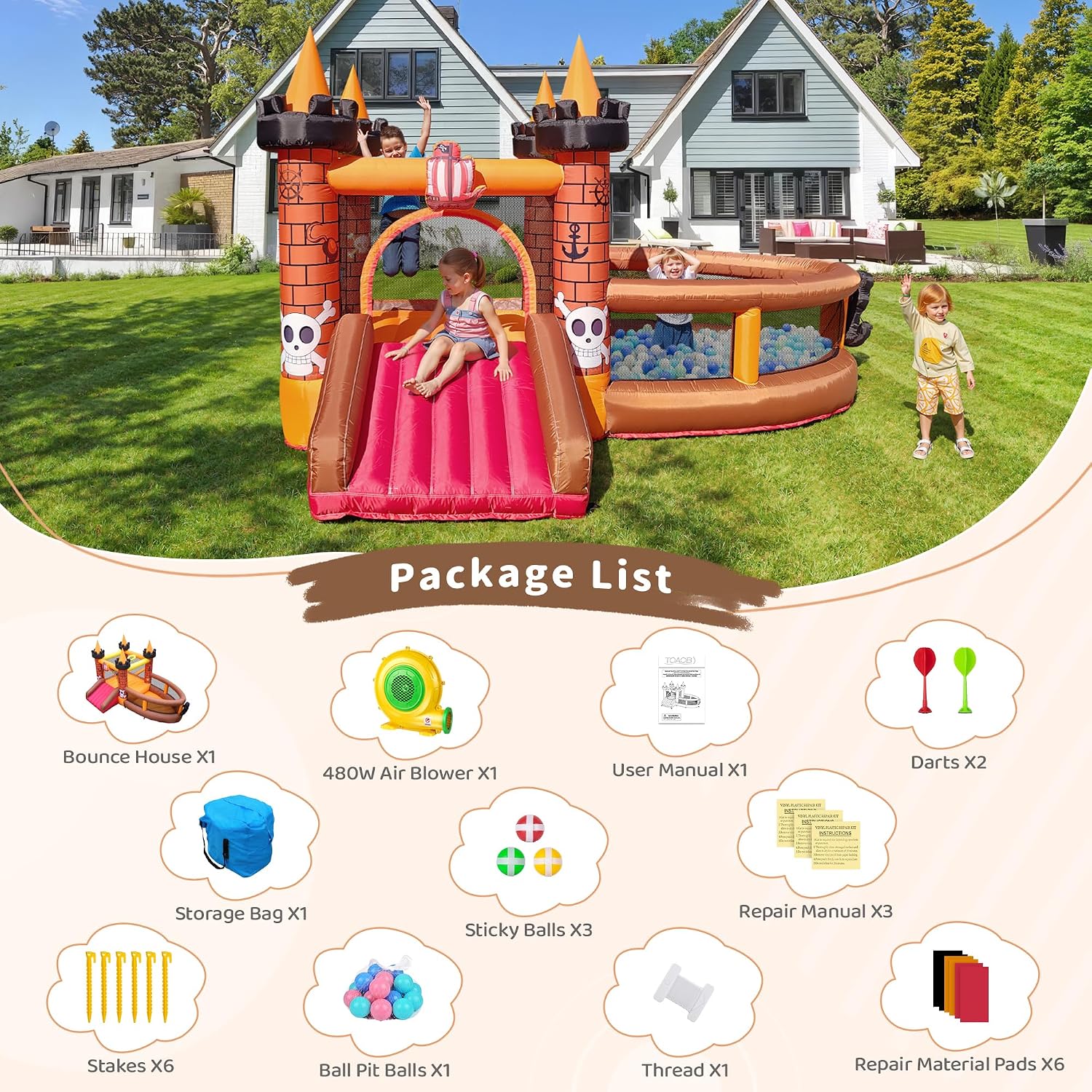 3-8 Yaş Çocuklar İçin Şişme Oy - Kids Outdoor Jumping Castle incelemesi ve fiyatı