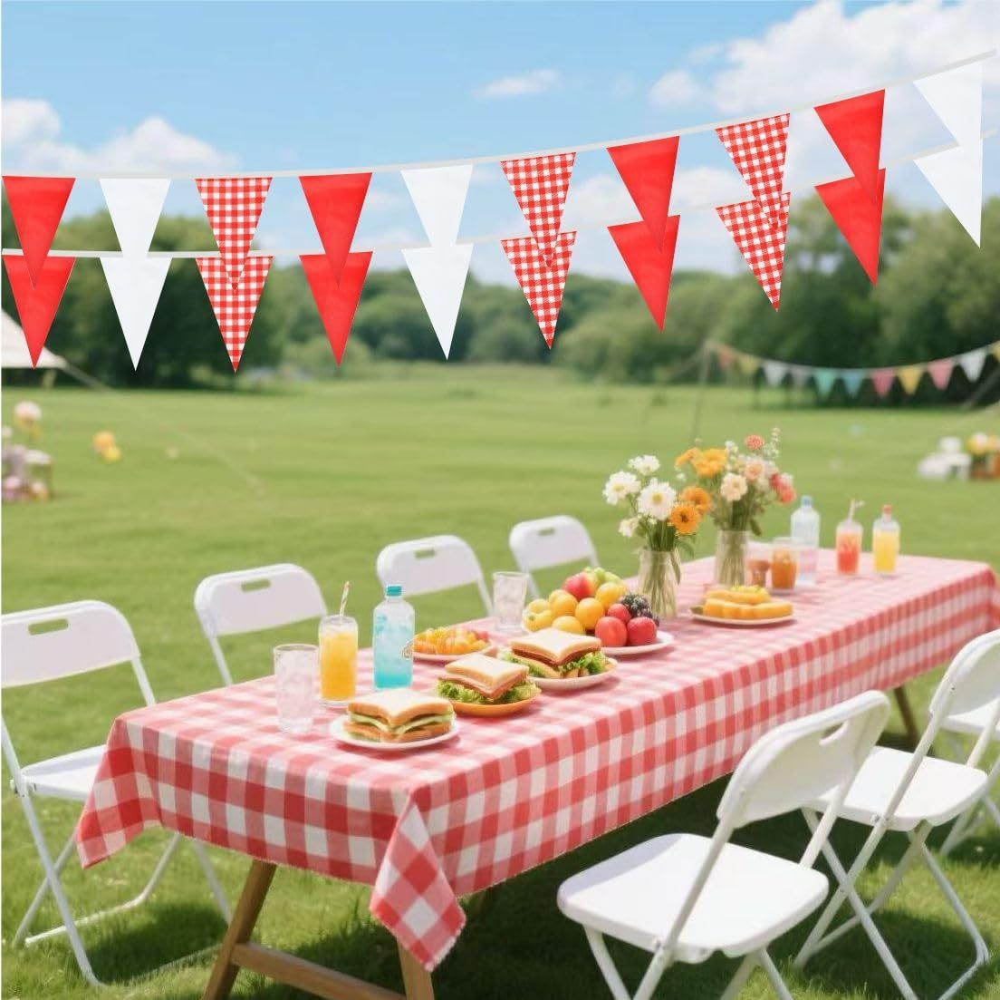 Kırmızı ve Beyaz Banner Üçgen  - Kids Outdoor Garden Set incelemesi ve fiyatı